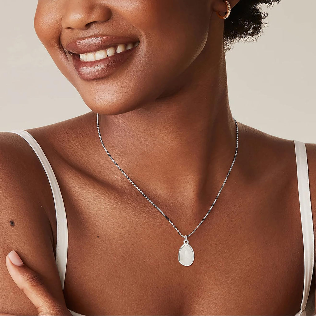 Stone Pendant Necklaces Gemstone Dangle Necklace 18K Gold Plated Teardrop Pendant Necklace for Women