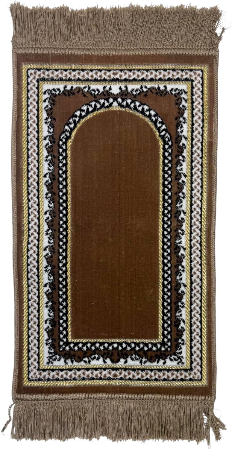 Turkish Islamic Velvet Prayer Rug - Soft Small Child Praying Carpet - Muslim Janamaz Sajada for Kids & Toddlers