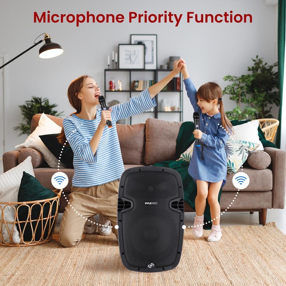PRO 1000W Powered Bluetooth PA System Speakers - Active DJ Speakers with 10 Inch Subwoofer Monitor Speaker and
