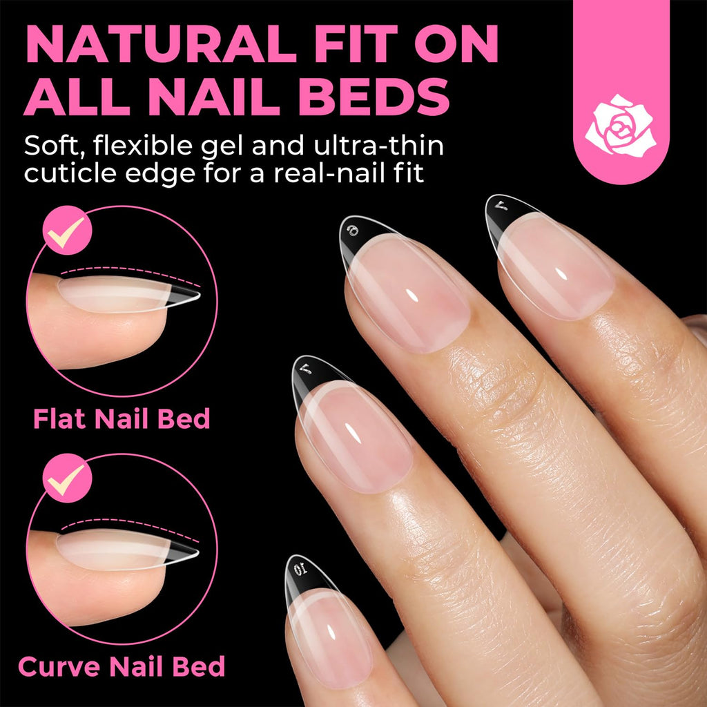 Short Almond Nail Tips 504PCS Short Fake Nails Soft Press Ons