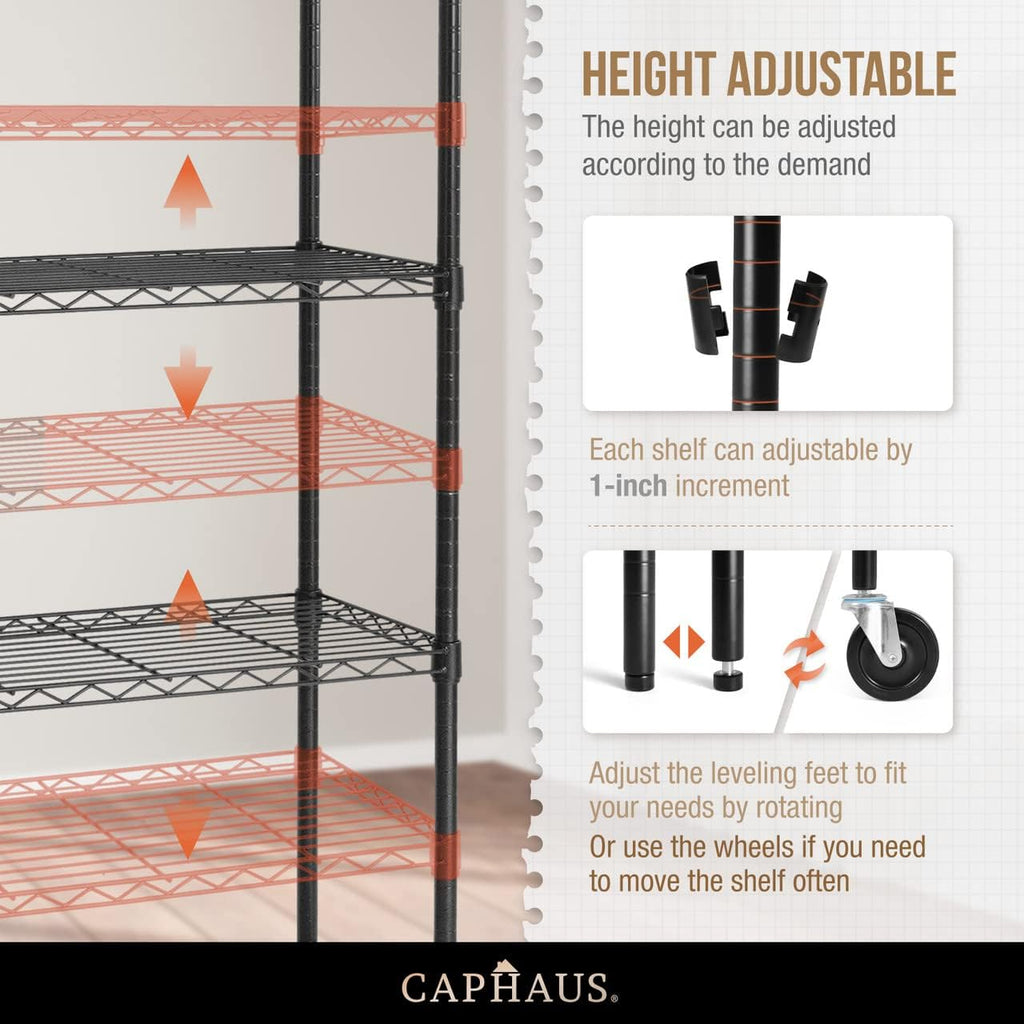 NSF Commercial Grade Heavy Duty Wire Shelving w/Wheels, Leveling Feet & Liners, Storage Metal Shelf, Garage Shelving