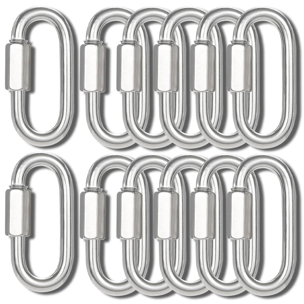 3IN Quick Link,Heavy Duty Locking Carabiner (12PCS,Silver)
