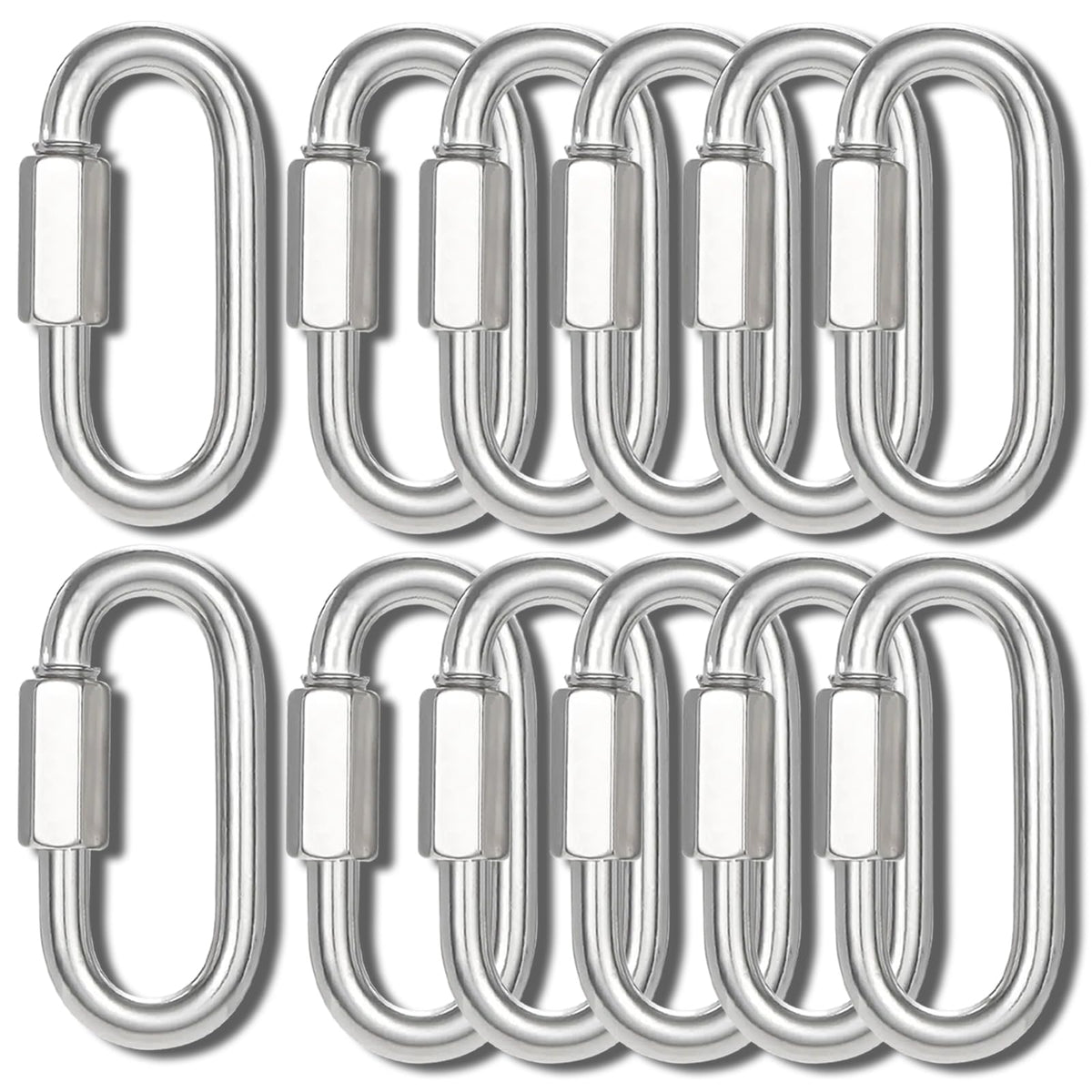3IN Quick Link,Heavy Duty Locking Carabiner (12PCS,Silver)