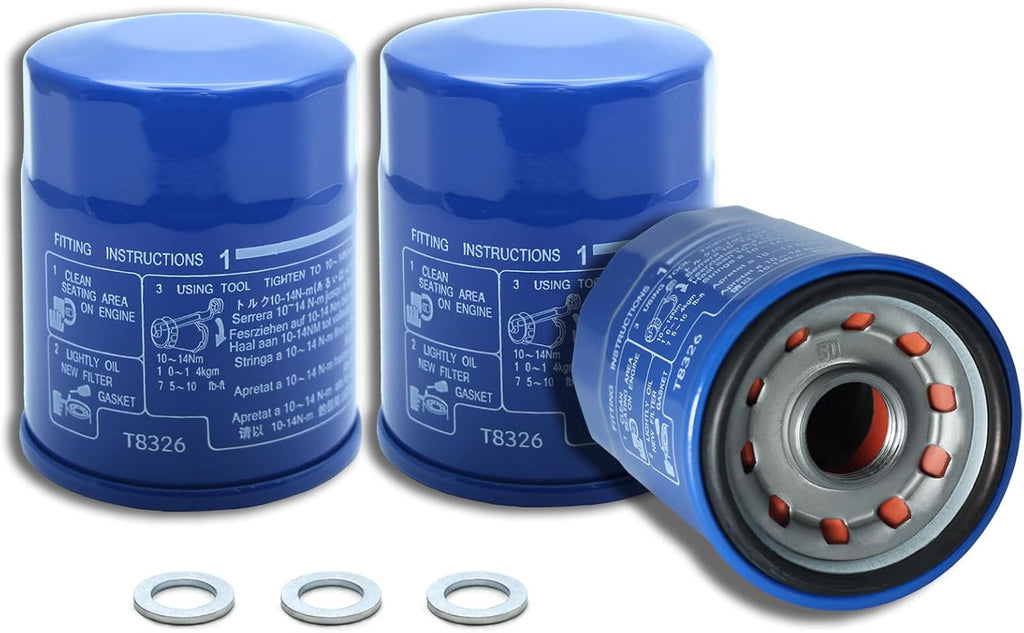 3PCS CMDOCK Oil Filter, Upgraded Version 15400-PLM-A02, with Washers