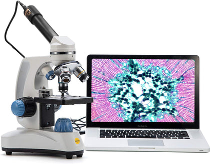 Microscope SW150,Compound Student Microscope,40X-1000X,Monocular Head,Coarse & Fine Focusing,Dual