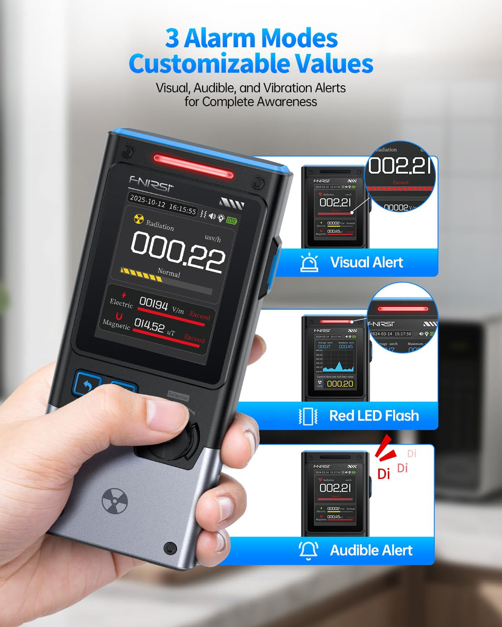 GC-03 3-in-1 Geiger Counter Nuclear Electromagnetic Detector | 3 Display Modes, Real-Time Radiation Monitor
