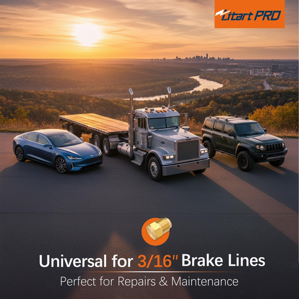LitartPRO 2PCs 3/16" Brass Brake Line End Connection Fitting Kit