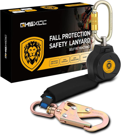 Fall Protection Safety Lanyard - 11FT Self Retracting Fall Arrest Lifeline Roofing Construction Gear OSHA/ANSI Compliant