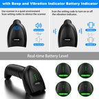 2D Wireless Barcode Scanner with Auto-Sensing Stand,Putting on Stand to Scan Automatically Sense Scanning Barcode