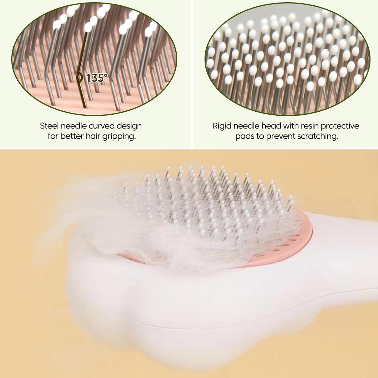 Self-Cleaning Cat Brush for Shedding with Cat Nail Clipper 2-Piece Set for Pets That Shed a Lot or Have Overgrown