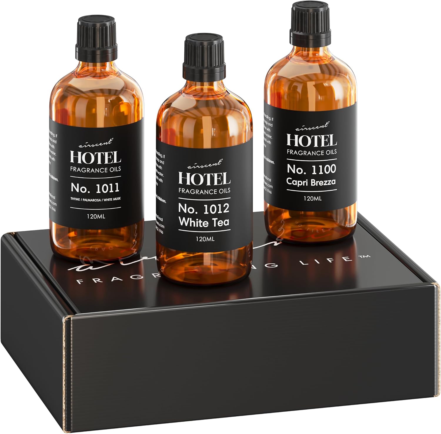 AirScent Hotel Diffuser Oil Gift Set - Beach Escape 3 Pack - 120 mL | Fragrance Oil Bottles for Ultrasonic and