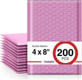 Bubble Mailers 4x8" Padded Envelopes 200 Pack Pinkish Purple