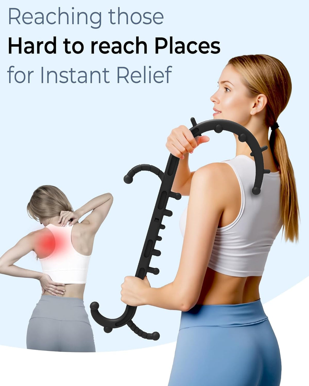Back and Neck Massager for Pain Relief Deep Tissue, Upgraded Full Body Trigger Point Cane Massage Tools, Therapy