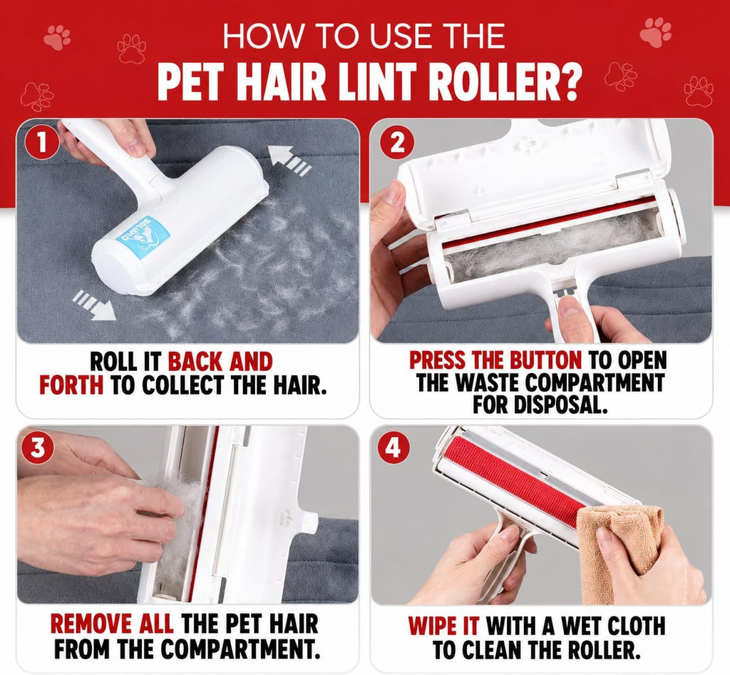 Pet Hair Remover Roller for Dogs and Cats, Reusable Self-Cleaning Lint Roller for Furniture, Couch, Carpet, Bedding