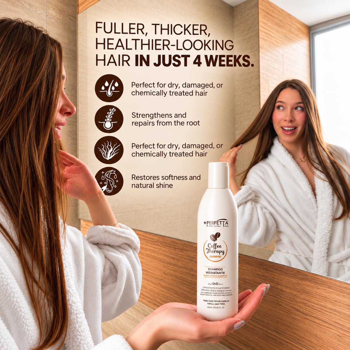Coffee Hair Growth Shampoo Caffeine & Rice Protein for Thinning Hair 300ml
