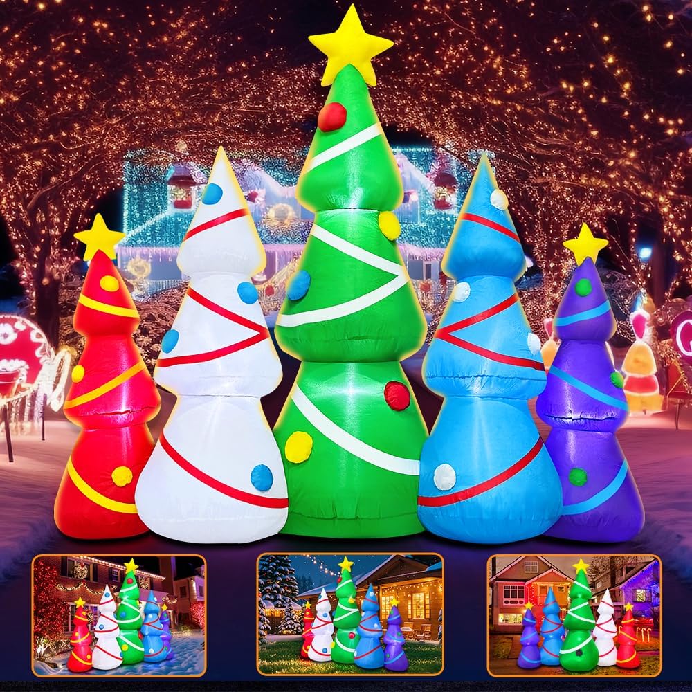 6.5FT Long Christmas Inflatable Tree Set Outdoor Decoration Giant Christmas Inflatable Tree Blow up Yard Decorations