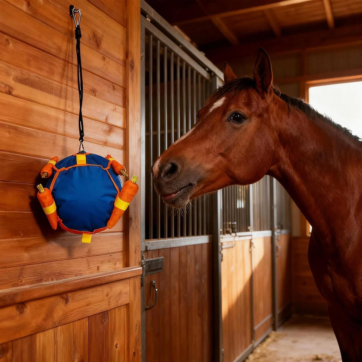 Horse Treat Ball | Carrot Feeder Toy for Boredom Relief & Play | Insert Carrots for Enrichment, Blue or Green Jolly