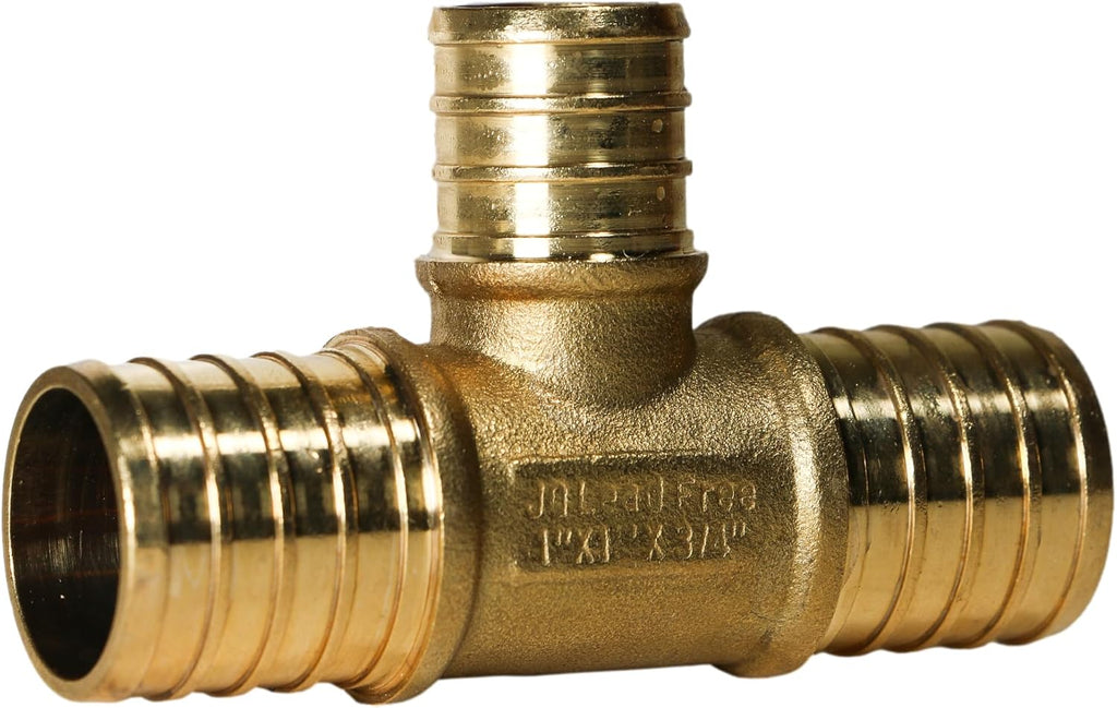 10 Pack XFITTING 1 in x 1 in x 3/4 in Pex Reducing Tee, Pex B Crimp