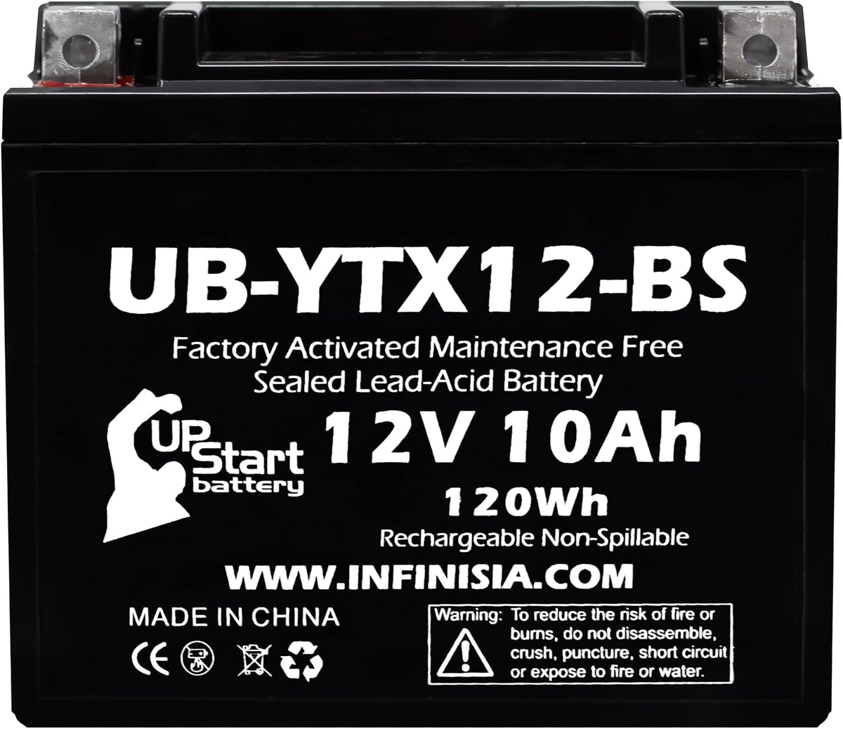 YTX12-BS 12V 10Ah Replacement for Replacement Factory Activated, Battery