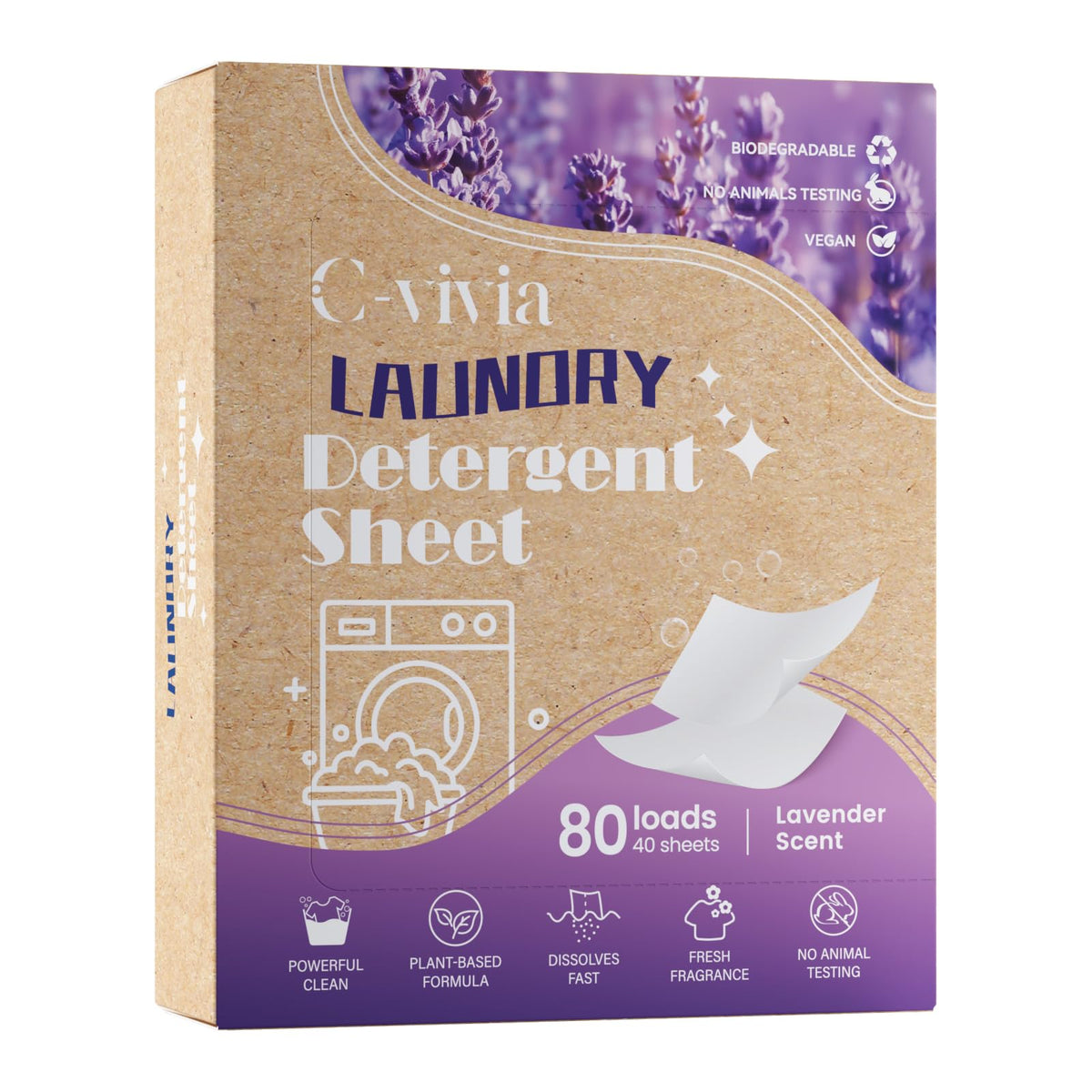 Laundry Detergent Sheets, Lavender Scent, 80 Loads Plant