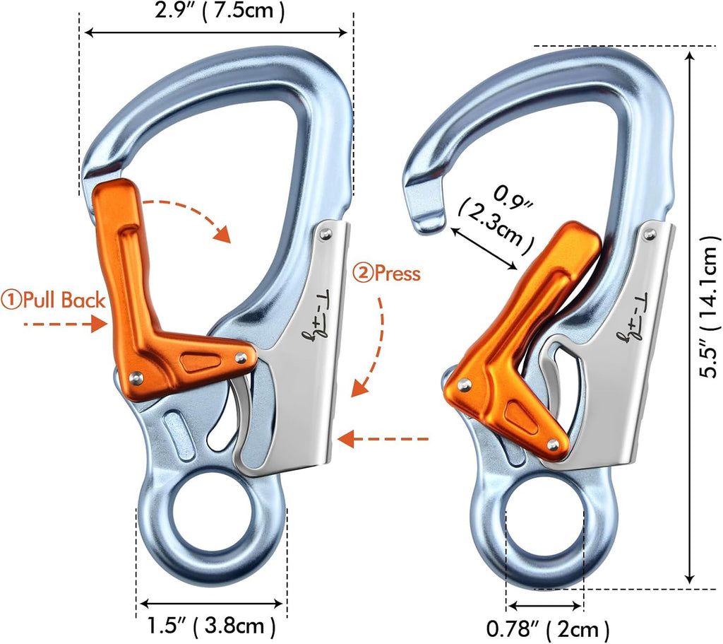 Auto Locking Carabiner 35KN (7868 lbs), UIAA Certified 5.5" Climbing Rock Carabiner, Heavy Duty Captive Eye Snap Hook