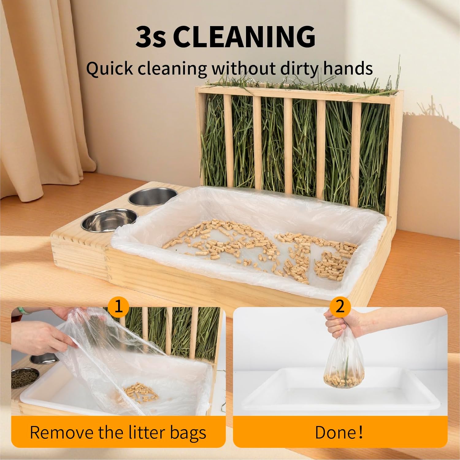 Small Animal Bedding & Litter,50 pcs Disposable Rabbit Cage Liner Bags 3s Quick Clean for Bunny Cat Guinea Pig Ferret