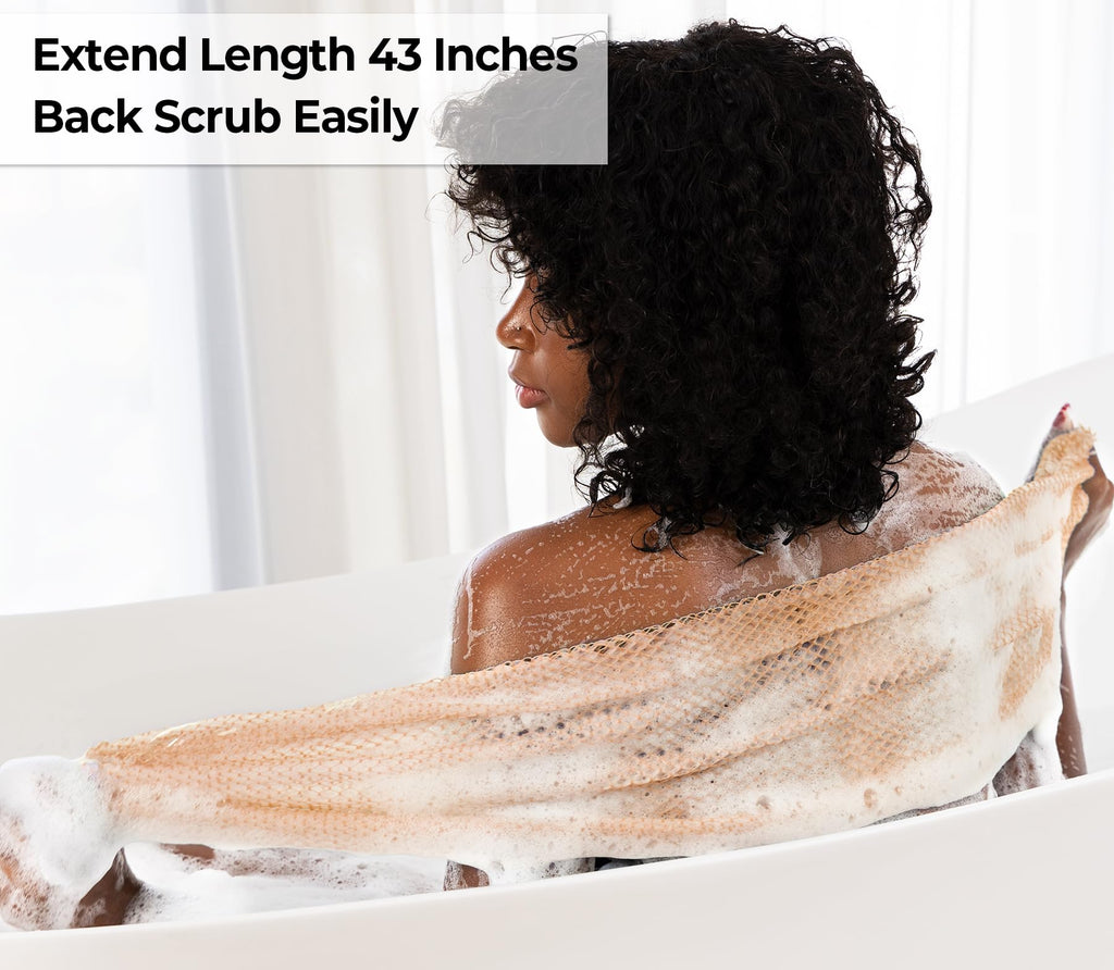 African Net Sponge Authentic - Back Scrub Exfoliating Net Sponge with Knots - 2 Pieces African Bath Sponges for Body