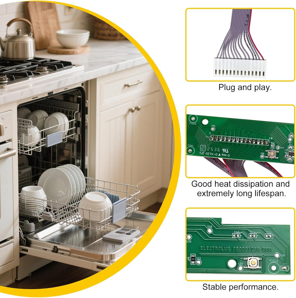 5304517587 (AP6802340) Control Board Dishwasher Fits for Frigidaire Replacement 4840235, PS12585690 Control Panel Dishwasher Switch Assembly FGIP2468UD0A,FGIP2468UF0A,FGID2466QB7A 804655851A