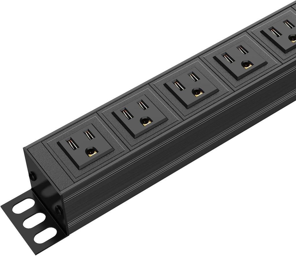 6 Outlet Power Strip, Metal Mountable Power Strip, Heavy Duty Wall Mount Power Outlet for Commercial, Industrial