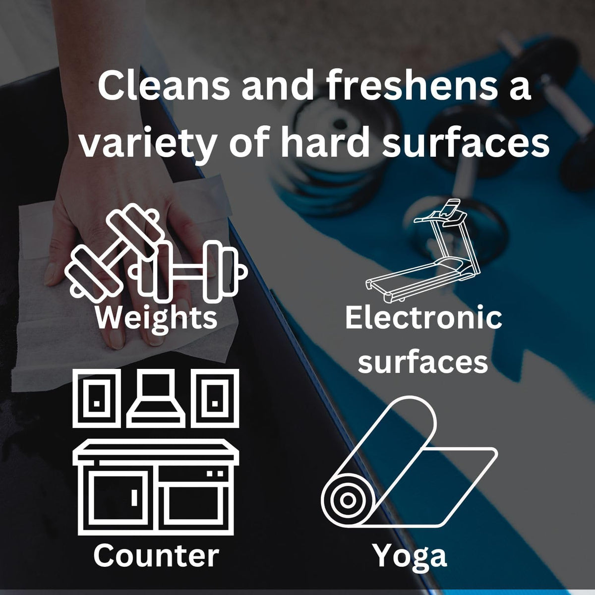 Gym Equip Wipes, 4 x 950 Count (3800 Total Wipes) - Durable, Pre-Saturated Gym Equipment & Surface Cleaning Wipes