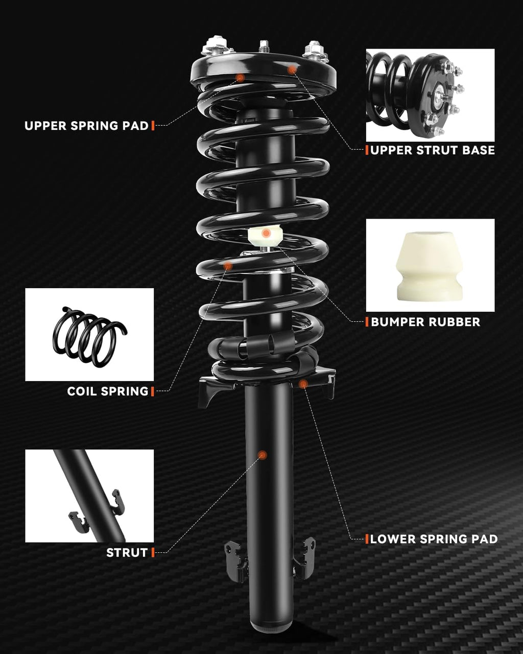 PROEZE Front Strut Assembly for 2008-2012 Accord, Shock Absorber Front with Coil Springs Replace 172562L,172562R, Driver and Passenger Side, 2PCS