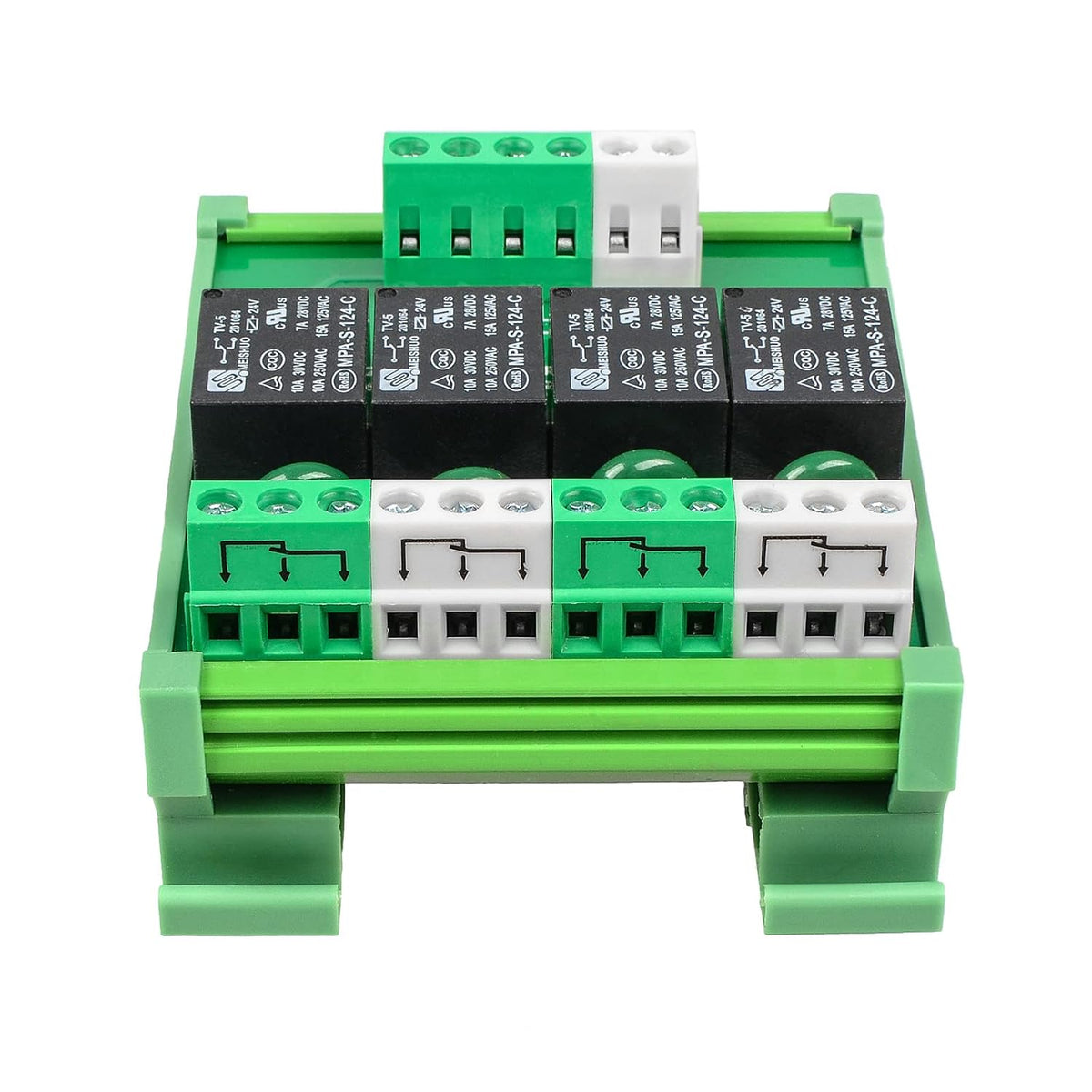 Relay Board, Relay Module 4 Channel 1 SPDT DIN Rail Mount 24V DC/AC