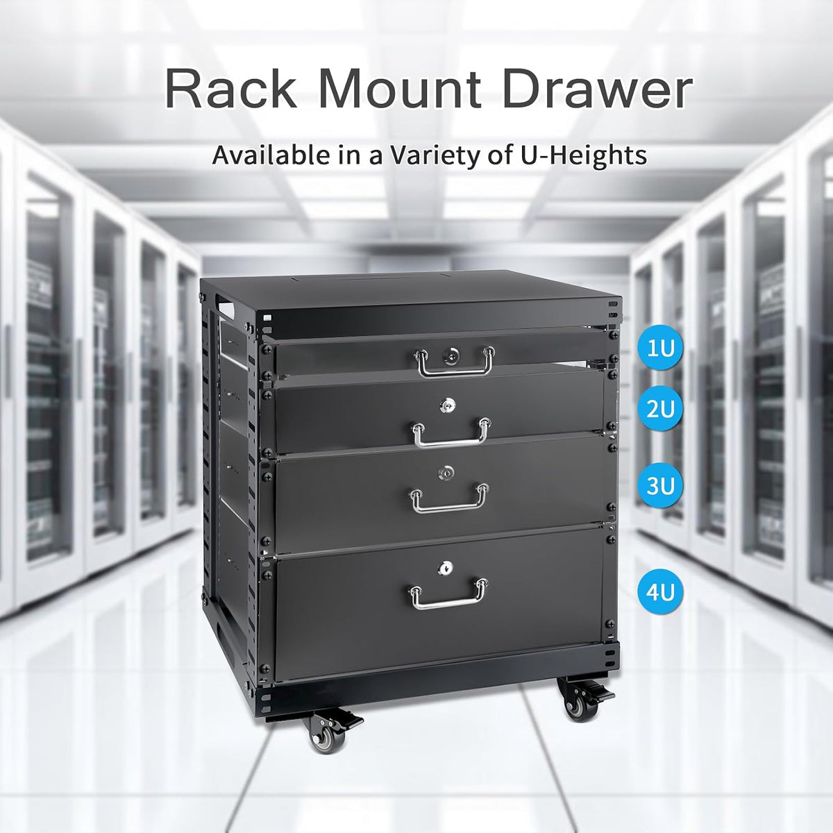 2U Rack Drawer, Designed for 19-inch Network Equipment, Servers or Cabinet Enclosures.