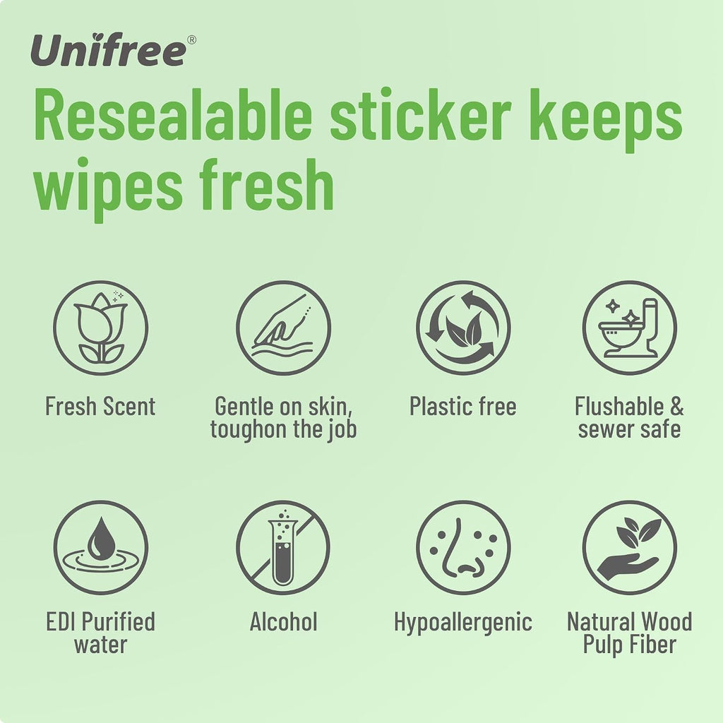 Flushable Wipes Travel Size, Mini Wet Wipes, 8 Pack 56 Wipes
