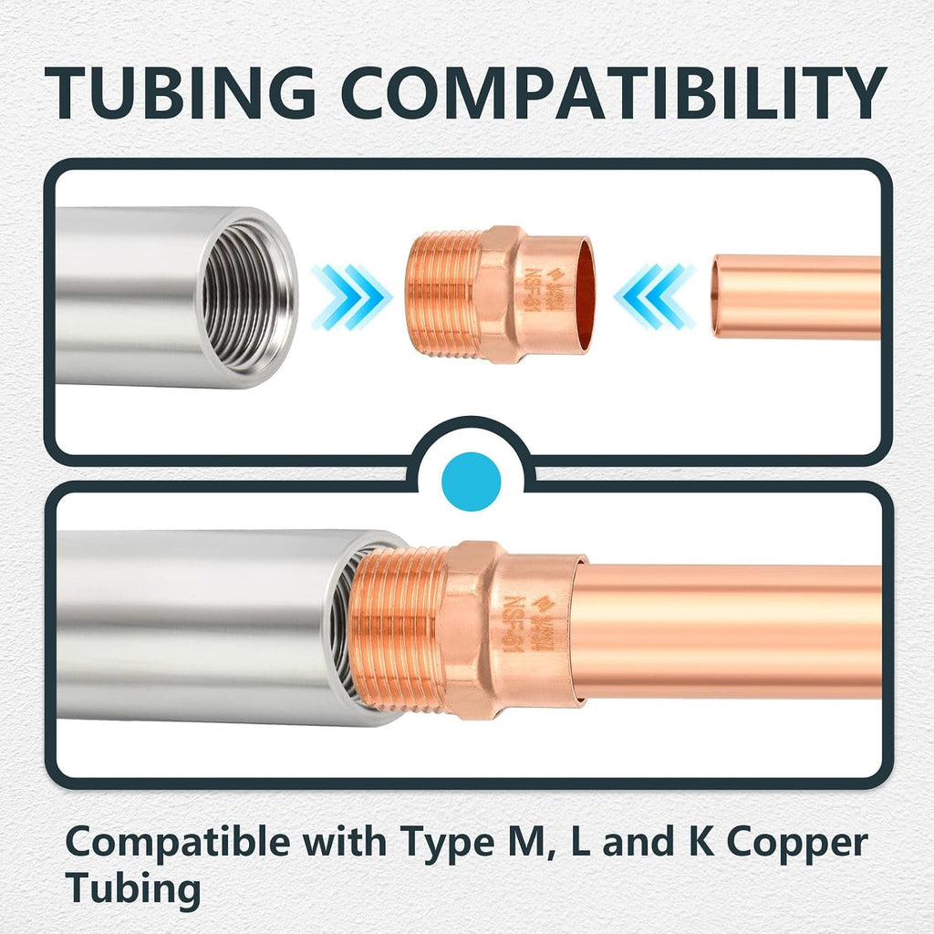 10Pack Seelink 3/4" Copper x 3/4" Male NPT Adapter(COPPER061-10)