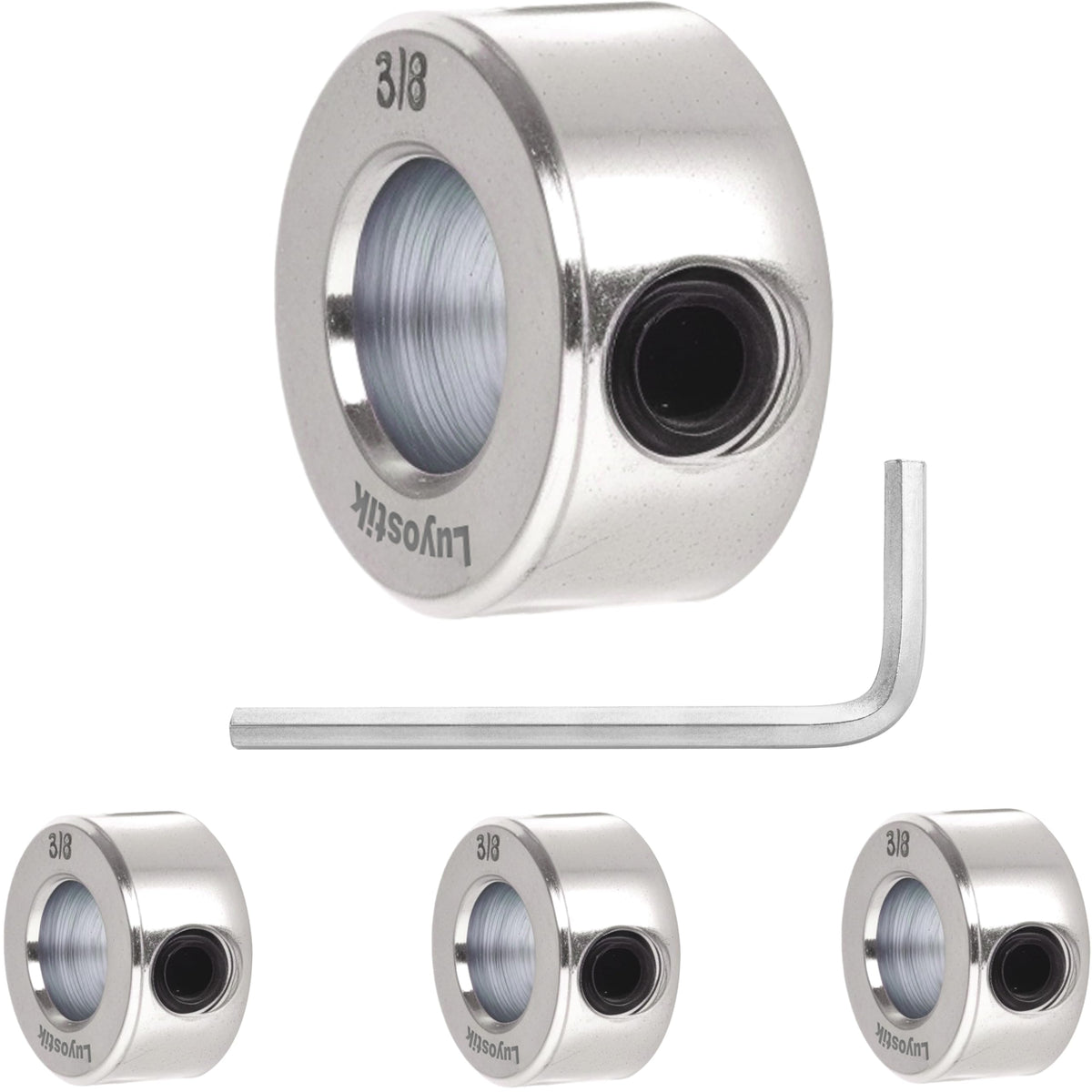 4pcs 3/8" bore Shaft Collar,Zinc Plated Set-Screw Shaft Collars