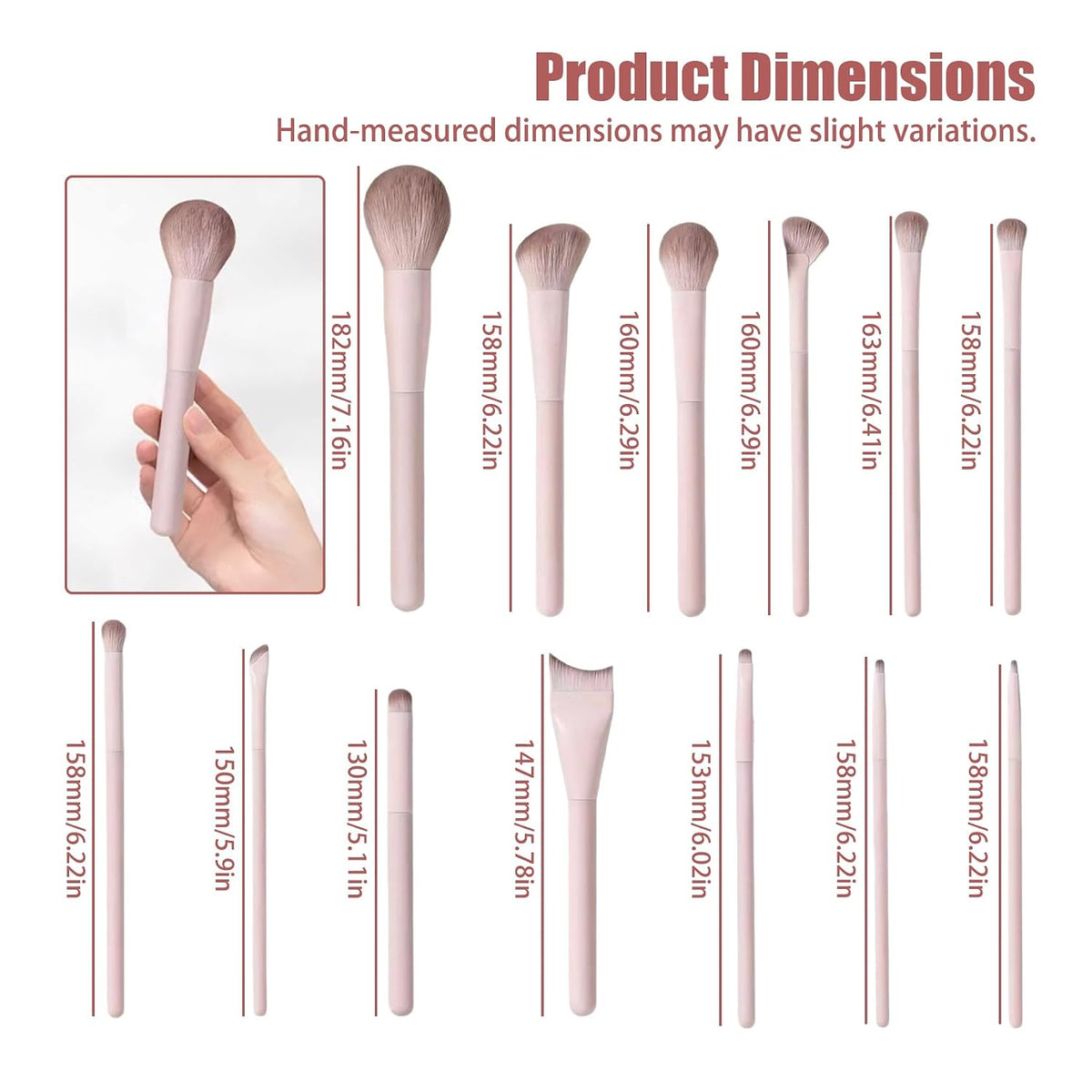 Makeup Brush Set 13 Pcs Professional-Complete Kit with Foundation,Eyeshadow,Blush&Lip Brushes-Soft Synthetic Bristles