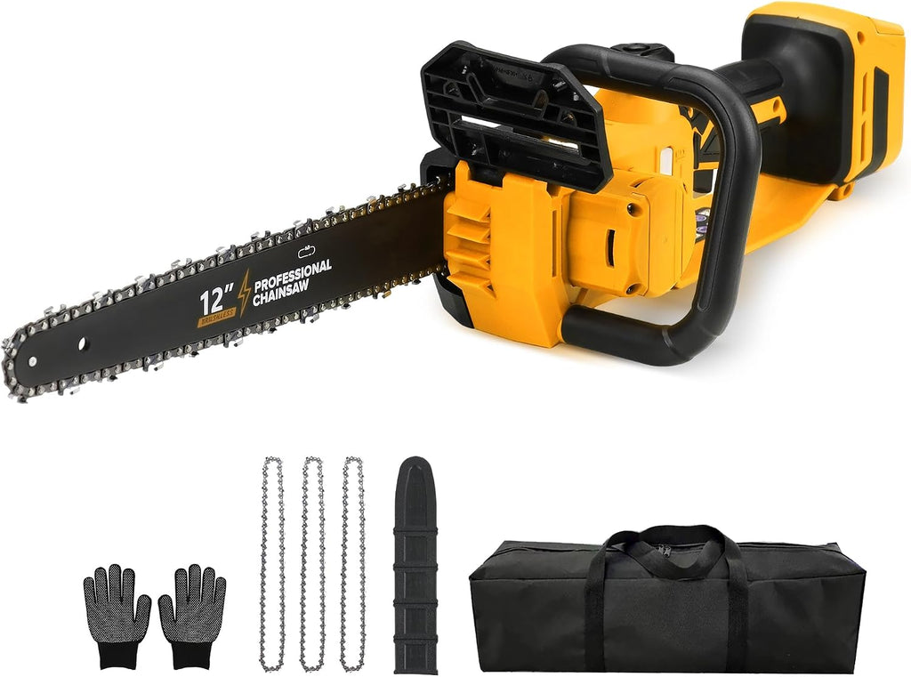 Brushless Electric Chainsaw 12" Cordless Tool Only for Dewalt 20V/60V Battery with Auto Oiler & Security Lock, for