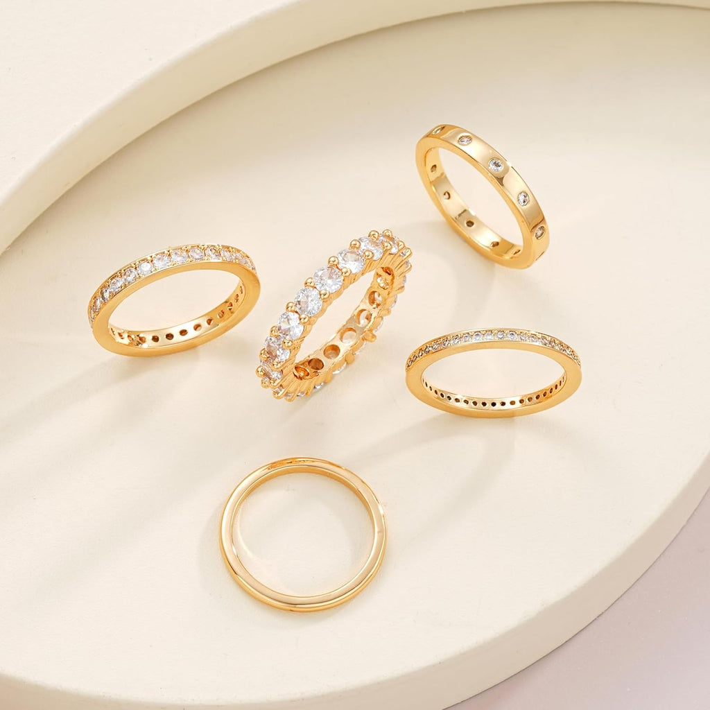 Gold Rings for Women Non Tarnish, 14k Gold Plated Dainty Stacking Cubic Zirconia Thumb Rings, Gold Knuckle Women