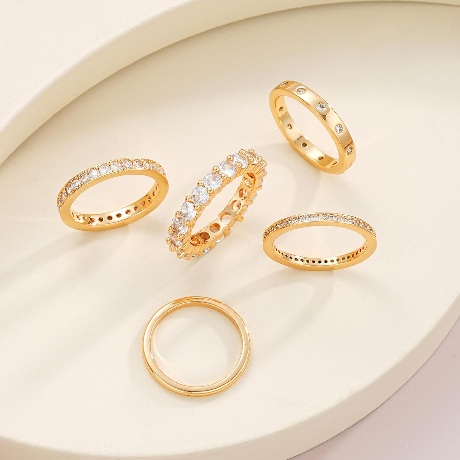 Gold Rings for Women Non Tarnish, 14k Gold Plated Dainty Stacking Cubic Zirconia Thumb Rings, Gold Knuckle Women