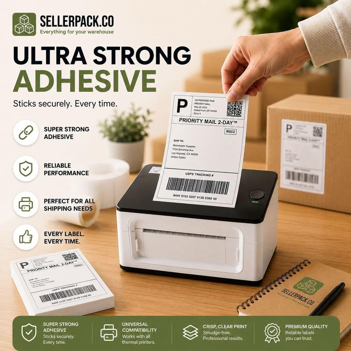 SellerPack 4x6 Thermal Labels Fanfold 500 Labels per Pack, Zebra & Munbyn