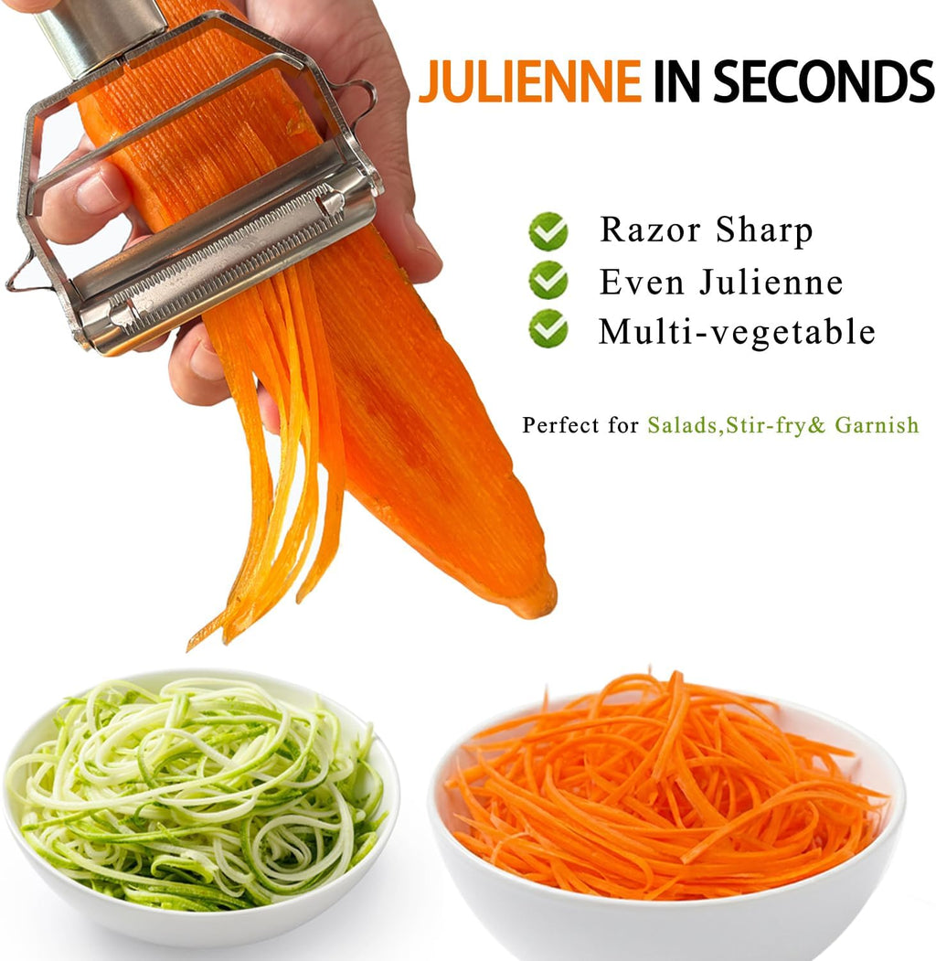 Potato Apple Vegetable Peeler Julienne Peeler for Kitchen - 3 in 1 Y Peeler for Fruit Veggie Carrot Cucumber