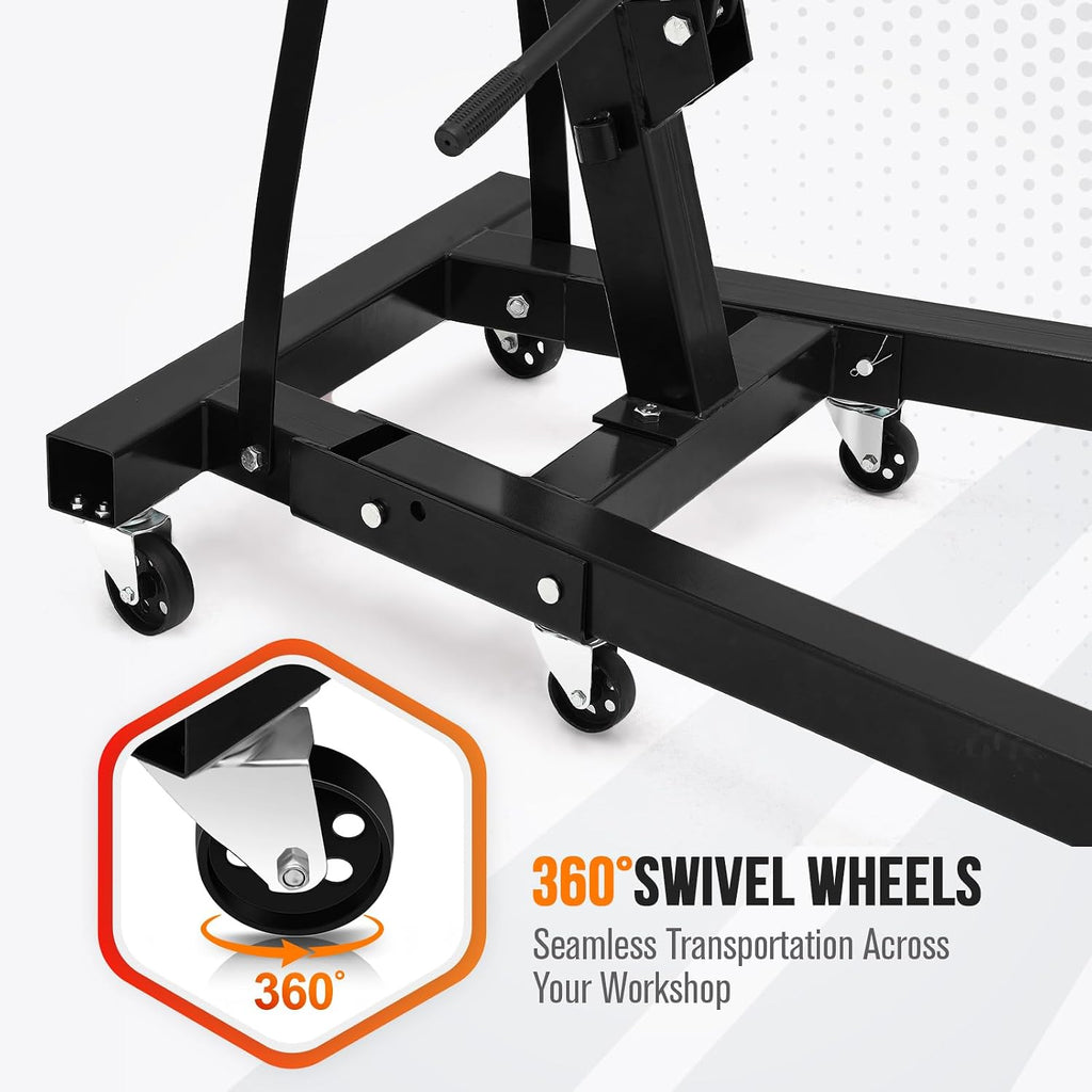 2-Ton Folding Engine Hoist with Leveler, 4400 Lbs Capacity