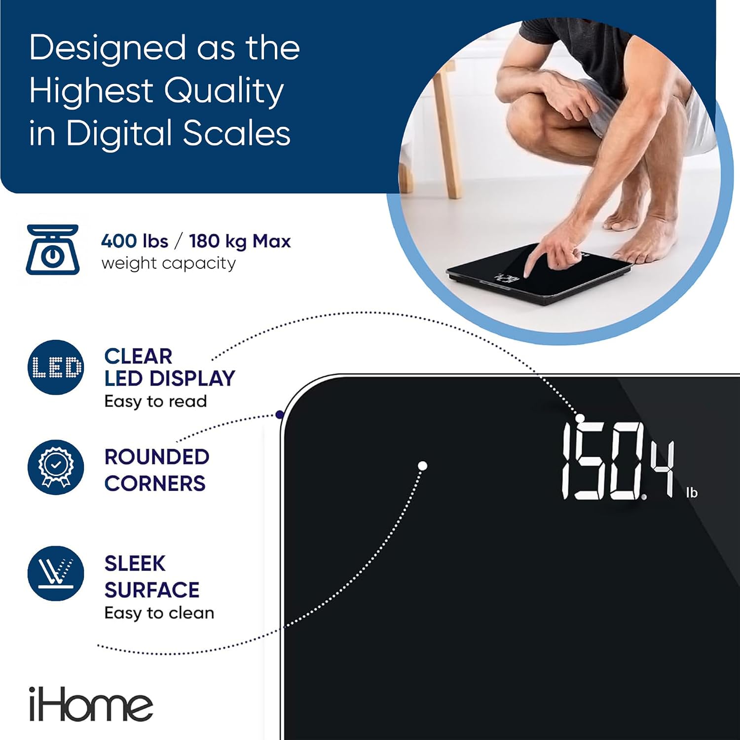 Digital Scale, Bathroom Scale, Batteries Included, Scale Body Weight, Weight Scale, Bathroom Scales for Weight