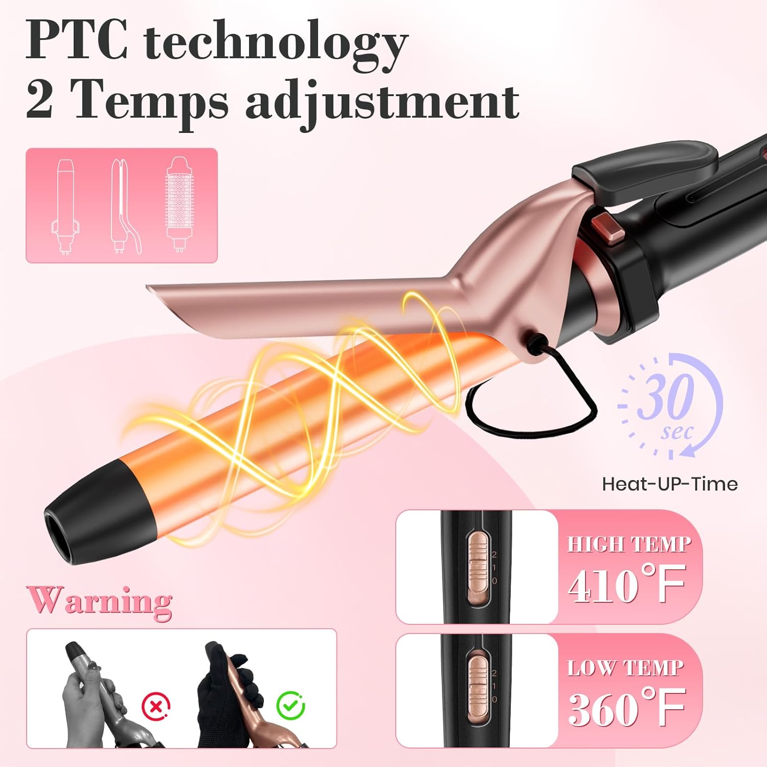 3 in 1 Curling Iron, Curling Wand Set with Thermal Brush Flat Iron Hair Straightener, Dual Voltage Wand Curler