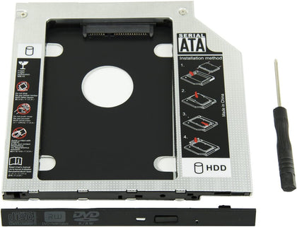 9.5mm SATA to SATA 2nd SSD HDD Hard Drive Caddy Adapter Tray Enclosures