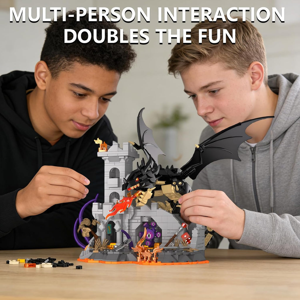 Dragon Castle Building Sets with Dice Tower Medieval Castle Building Blocks Sets Dice Rolling Tower Castle Model Kits
