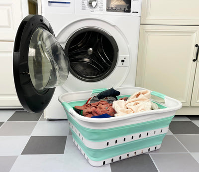 42L (11 gallon) Collapsible Plastic Laundry Basket - Foldable Pop Up Storage Container/Organizer - Space Saving