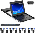 17'' Rack Mount KVM Switch VGA 8 Port, Rackmount Monitor KVM Fit 1U 19'' Rack, 600-800mm(23.6~31.8'') Depth