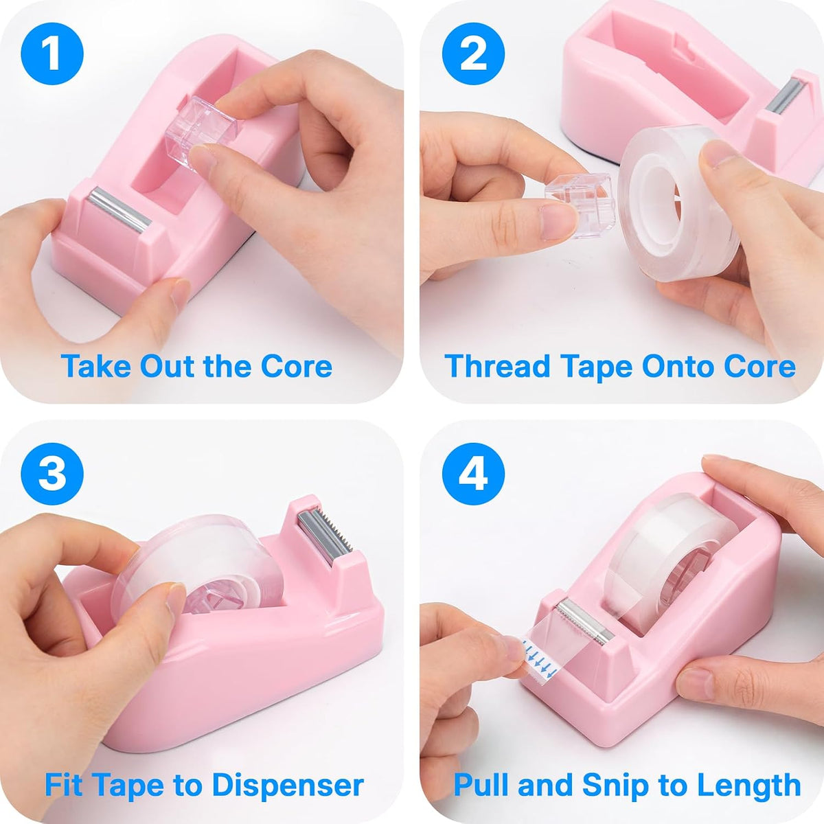 Lightweight Desktop Tape Dispenser, Pink, 1 Pack
